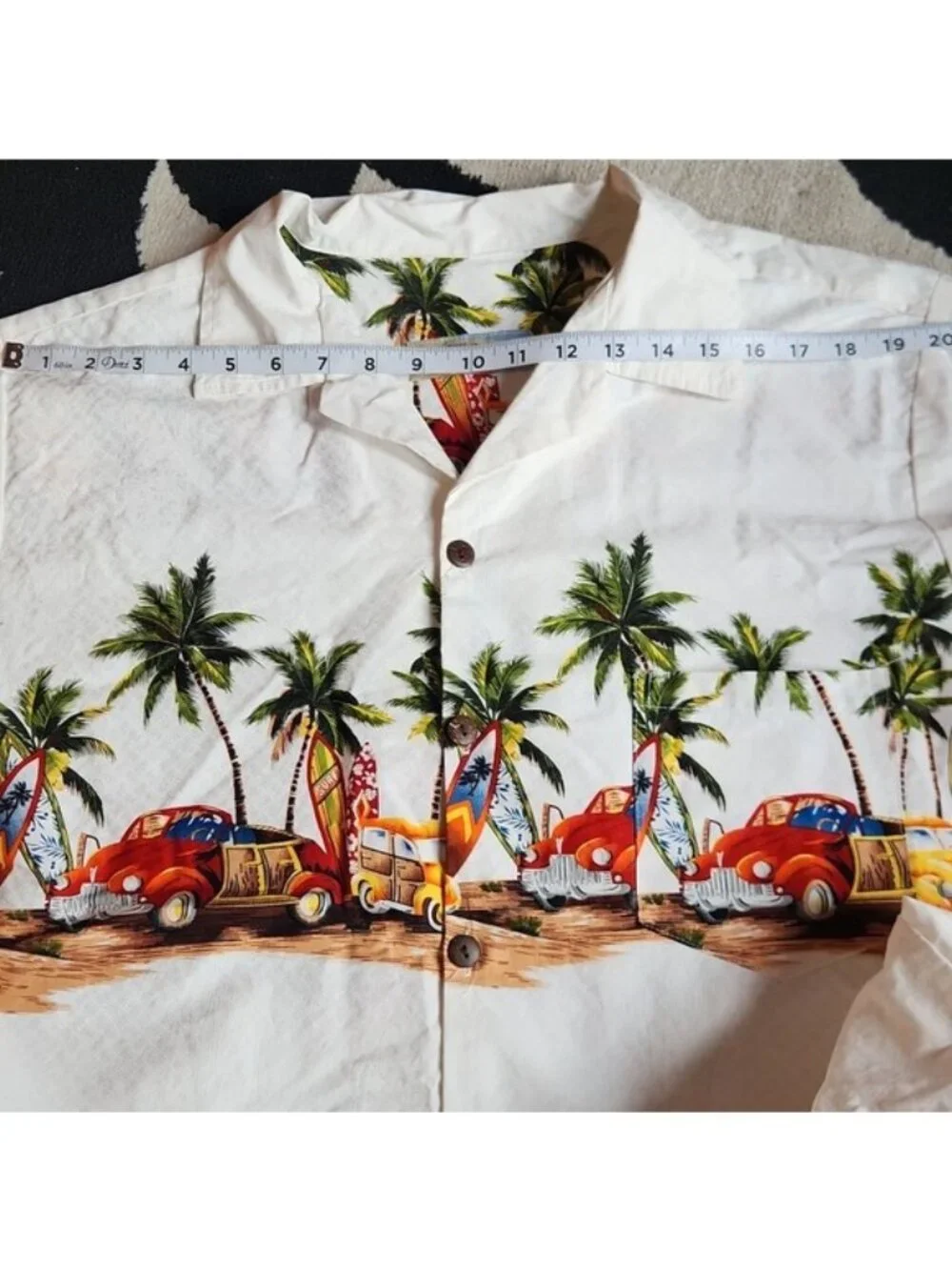 HIGH SURF, Tropical Hawaiian Surfing Palm Trees, Print Men's Vacation Shirt 2X - Picture 8 of 8